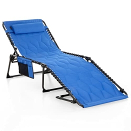 ALPHA CAMP Feldbett Faltbar Campingliege Klappbett mit Wattepad Königsblau, Campingbett mit verstellbarem Rückenteil und Kopfkissen für Outdoor, 200 x 68 cm - 1