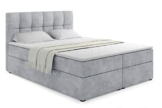 ALTDECOR Boxspringbett mit H3-Matratze (20 cm hoch) mit Bonellfederung + PUR, Topper (4 cm hoch), Polsterbett mit Kopfteil und Bettkasten 180x200 - Grau Casa 2314 - 1