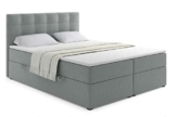 ALTDECOR Boxspringbett mit Multipocket-Matratze H4 (20 cm hoch) mit + PUR + Kokosmatte, Topper (4 cm hoch), Polsterbett mit Kopfteil und Bettkasten 180x200 - Grau Inari 91 - 1