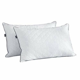 Amazon Brand - Umi Luxuriöse weiche Gänsefeder Daunenkissen mit Punktstickere, 100% Baumwollbezug, 2er Set, 48x74cm - 1