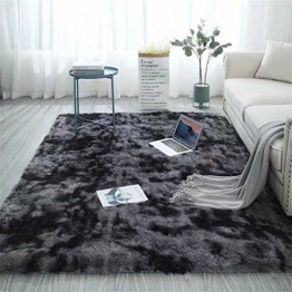 Aujelly Soft Area Rug Schlafzimmer Shaggy Teppich Zottige Teppiche Flauschige Bunte Batik-Teppiche Carpet Neu Dunkelgrau 60 x 120 cm - 1