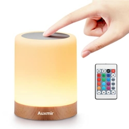Auxmir LED Nachttischlampe mit Touch-Funktion und Fernbedienung, 13 Farben 3 Modi, Warmweiß & RGB Farbwechsel, USB Aufladbar, Nachtlicht Stilllicht für Babyzimmer Kinderzimmer Schlafzimmer und Camping - 1