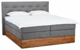 Belanoti MARBO Boxspringbett 180x200 mit Bettkasten 7-Zonen Taschenfederkern Matratze inklusive Visco Topper Bett 180x200 Eiche in der Farbe Hellgrau H2/H3 Polsterbett mit Massivholz Eiche - 1