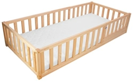 Best For Kids Natur Kinderbett mit Rausfallschutz Montessori 90x200 Mit Matratze - 1