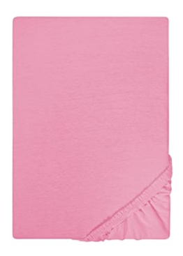 biberna 0077155 Spannbetttuch Jersey (Matratzenhöhe max. 22 cm) 1x 90x190 cm > 100x200 cm pink - 1