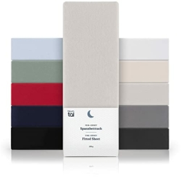 Blumtal Basics Jersey Spannbettlaken 180x200cm - Oeko-TEX Zertifiziert, 100% Baumwolle, bis 25cm Matratzenhöhe, Moonlight Grey - Grau - 1