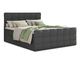 Boxspringbett Best Lux mit Fußteil, 2 Bettkästen und Topper - Doppelbett, Bonell-Matratz, Polsterbett, Bett, Betten, Bettgestell, Schlafzimmer (Graphit (Inari 94), 180 x 200 cm) - 1