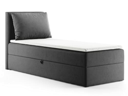 Boxspringbett Egro Mini mit Bettkasten und Kissen - Einzelbett mit Bonell-Matratze und Topper, Polsterbett, Bett, Schlafzimmer (Graphit (Kronos 22), 100 x 200 cm) - 1