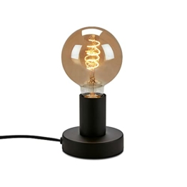 Briloner Leuchten - Tischleuchte, Tischlampe, Nachttischlampe, 1x E27, max. 10 Watt, inkl. Kabelschalter, Schwarz, 100x90mm (DxH) - 1