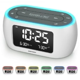 Buffbee Radiowecker mit 7-Farben-Nachtlicht, Doppelalarm, Schlummerfunktion, Dimmer, USB-Ladegerät, Nap-Timer, Digitaler Wecker mit FM-Radio und Auto-Off-Timer, netzbetrieben mit Batterie-Backup-Weiß - 1