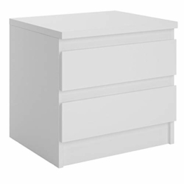 CARO-Möbel Nachttisch Aster Nachtschrank Nachtkommode mit 2 grifflosen Schubladen in weiß - 1
