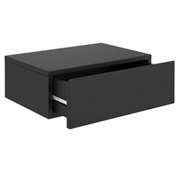 CARO-Möbel Wandregal hängende Nachtkommode Wandboard Nachttisch mit 1 Schublade schwebend, grifflos, in schwarz - 1
