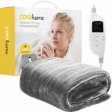 Cosi Home XL Heizdecke 180 x 130 cm - Extra große elektrische Wärmedecke mit Abschaltautomatik, waschbare Kuscheldecke mit digitaler Bedienung, Timer und 9 Heizstufen - Grau - 1