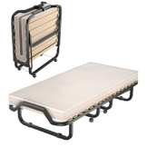 COSTWAY ☀️90x200cm Gästebett mit Matratze aus Rückstellschaum, Klappbares Einzelbett, Stabiler Metallbett bis 110 kg belastbar, Klappbett auf Rädern, Faltbett für Büro & Gästezimmer, Tragbares Bett - 1