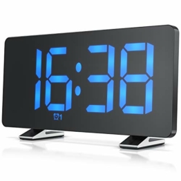 CSL - FM Radiowecker digital - Wecker – 7 Tasten – Radio mit 15 Speicherplätzen – 15 Lautstärkestufen – große blaue Ziffern mit 3 Helligkeiten – Autodimmer – Snooze 5-60 min. – USB-Netzteilkabel inkl. - 1
