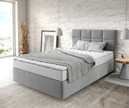 DELIFE Boxspringbett Dream-Fine Mikrofaser Grau 120x200 cm mit Matratze und Topper - 1