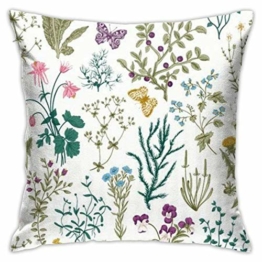 DJNGN Pillowcase Blumenkräuter Wildblumen Botanischer Kissenbezug, doppelseitiger Druck, versteckter Reißverschluss-Kissenbezug, 18x18 Zoll schöner Kissenbezug mit bedrucktem Muster - 1