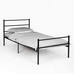 DORAFAIR Einzelbett Metallbett Metall Bett mit Lattenrost chwarz 90 x 190cm - 1