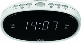 ECG RB 010 White Radiowecker – FM Tuner; 10 Vorwahlen; Digitale Uhr/Wecker; Wecken durch Radio/Wecker; Funktion aufgehobene Weckzeit; Ausschalt-Timer Weiß, 1 - 1