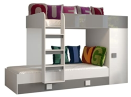 Etagenbett für Kinder Toledo 2 Stockbett mit Treppe und Bettkasten KRYSPOL (Weiß + Grau Glanz) - 1