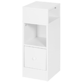 EUGAD Nachttisch schmal mit 2 offenen Ablagen 1 Schublade, schmaler Kleiner Nachtschrank im Schlafzimmer, 25x66x30 cm, Nachtkästchen Platzsparend, aus Holzwerkstoff, weiß, 0179ZZ - 1