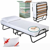 Evergreenweb ✅ Klappbett 80x190 mit Matratze aus Memory Foam, Höhe 12 cm + Visco Kissen GRATIS, Lattenrost aus Holz, Stabiler Metall-Rahmen mit Rollen und Bequeme Matratze, Platzsparend Klappbett - 1