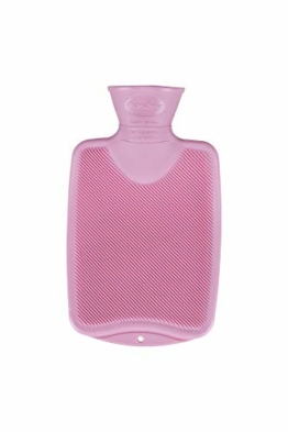 Fashy 6442 Wärmflasche ~ Thermoplast- Wärmeflasche Halblamelle, geruchsneutral, recyclingfähig, robust und langlebig, fugenloser, schmaler Flaschenhals ~ 0,8 Liter, rosa - 1