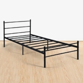 FetiNes Einzelbett Gästebett Metallbett, Modern Jugendbett Bettgestelle Bettrahmen mit Lattenrost für Schlafzimmer Gästezimmer Bett In Schwarz 90 x 190 cm - 1