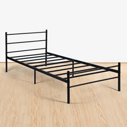 FetiNes Einzelbett Gästebett Metallbett, Modern Jugendbett Bettgestelle Bettrahmen mit Lattenrost für Schlafzimmer Gästezimmer Bett In Schwarz 90 x 190 cm - 1