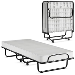 GIANTEX 80x190cm Gästebett klappbar, Klappbett Einzelbett mit Matratze aus Memory-Schaum, Reisebett mit 4 Rollen, klappbares Bett Faltbett Metallbett Metallrahmen bis 120 kg belastbar - 1