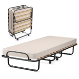 GIANTEX Gästebett klappbar 80x190 cm, Klappbett Einzelbett mit Matratze aus Memory-Schaum, Reisebett Erwachsene mit 4 Rollen, klappbares Bett Faltbett Metallbett Metallrahmen bis 130 kg belastbar - 1