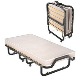 GOPLUS Gästebett 90×200 cm, Einzelbett klappbar mit Memoryschaummatratze, Stahlrahmen, 4 Universalrollen, Klappbett für Gästezimmer, Camping, Büro, Schlafzimmer & Wohnzimmer - 1