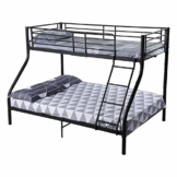 H.J WeDoo Kinderbett Etagenbett Metall 140x200cm 90x200cm Stockbett Hochbett Metallbett Bettgestell Doppelstockbett Schlafzimmerbett Jugendbett mit Lattenrost, Schwarz - 1