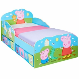 HelloHome Peppa Pig Kinderbett mit Unterbettkommode, Holz, mehrfarbig, 142 x 77 x 63 cm - 1