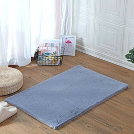 HEQUN Weicher Kunstkaninchenfell-Teppich|Kurzfell-Teppich Kunstfell Hasenfell Imitat | Lammfell-Teppich | Kunstfell Schaffell Imitat | Wohnzimmer Schlafzimmer Kinderzimmer (75 x 120 cm, Grau) - 1