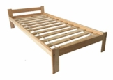 Holzbett Einzelbett 90x200 Bett Natur Massive Füße Einzelbett Bettgestell mit Lattenrost/Rollrost - 1