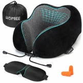 HOMIEE Reise Nackenkissen, Orthopädisches Nackenkissen, Schlafen Memory Foam Stoff Ergonomisches Nackenstützkissen für optimalen Komfort durch Beste Memory Foam Technologie - 1