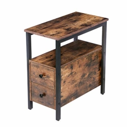 HOOBRO Nachttisch, Beistelltisch, Nachtschrank mit 2 Schubladen, 48 x 30 x 61.5 cm, Akzentmöbel in Holzoptik, Industriestil, Vintage EBF548BZ01G1 - 1
