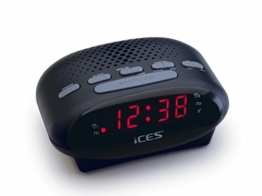 iCES ICR-210 Uhrenradio - Radiowecker mit 2 Weckzeiten - PLL FM - Schlummerfunktion - Sleeptimer - Gangreserve - schwarz, klein, black - 1