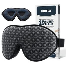 INNELO Schlafmaske für Herren Frauen, 2022 Bequeme Atmungsaktive Augenmaske,3D Schlafmasken mit tiefen Augenhöhlen und erhöhten Nasenpads,100％ Lichtblockierende Schlafbrille mit Memory Foam für Reisen - 1