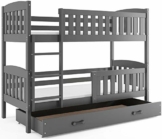 Interbeds Etagenbett QUBA 200x90 mit Lattenroste, Matratzen und Schublade in WEIβ, GRAU, Erle und Kiefer (grau + grau) - 1