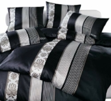 Joop! Mako Satin Bettwäsche Ornament Stripes 4022/9 schwarz 135x200 cm - 1