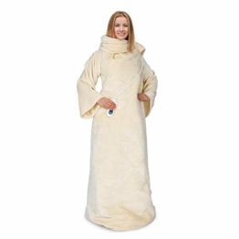 Klarstein Slanket - Heizdecke Decke mit Ärmeln Kuscheldecke Couchdecke Überdecke, Leistung: 120 Watt, 155 x 180 cm, 3 Powerstufen, waschbar, Kabellänge: 230 cm, Material: Coral Fleece, beige - 1