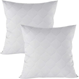 Kopfkissen 2er Set 80 x 80 cm Steppkissen Mikrofaser - Kissen für Allergiker füllkissen Bettkissen Schlafkissen weiß Pillow - 1