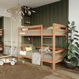 Krok Wood Etagenbett Kinderbett Doppelbett Jugendbett Sydney aus Massivholz in Buche 90×200×164 cm - 1