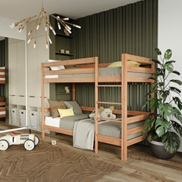 Krok Wood Etagenbett Kinderbett Doppelbett Jugendbett Sydney aus Massivholz in Buche 90×200×164 cm - 1