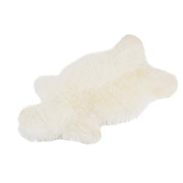 Lammfell Teppich Schaffell echt Länge: 85 - 100 cm - Fellteppich Schafsfell Bettvorleger Fell für Baby Kinderwagen Dekofell Weiß - 1