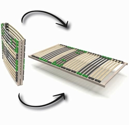 Lattenrost FixSTAR 90 x 200cm, Lattenrahmen mit 7 Zonen, FERTIG ZUSAMMENGEBAUT, 28 flexible Leisten, KEINE MONTAGE weil kein Bausatz auspacken. aufklappen. fertig. bis 140 kg belastbar aus Buche Birke - 1