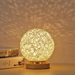LED Nachttischlampe, Tischlampe Aus Holz Mit Handgewebtem Lampenschirm Nachttischlampe Mit USB-Ladegerät Für Schlafzimmer LED Nachtlicht für Schlafzimmer Tischlampe Nachtlampe Für Wohnzimmer - 1