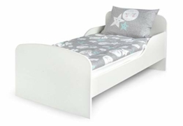 Leomark Funktionsbett aus Holz - White - Kinderbett mit Matratze, Holzbett mit Seitenschutz Lattenrost, Komplett Set für Kinderzimmer, Praktisches und Bequemes für Kinder, Liegefläche 70/140 cm - 1